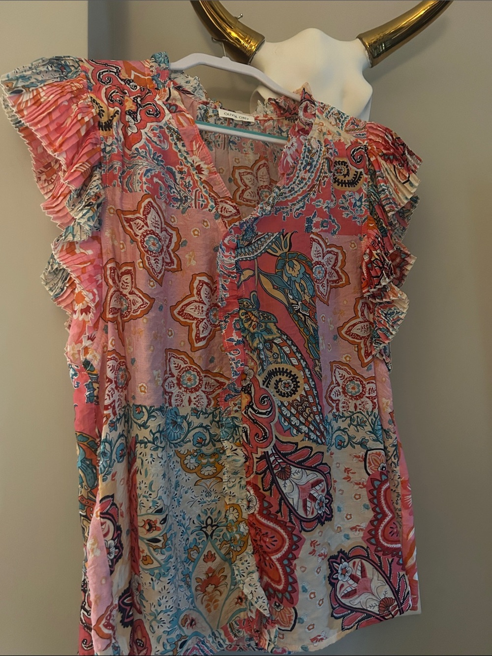 Olivia Grey Ruffle Sleeveless Blouse